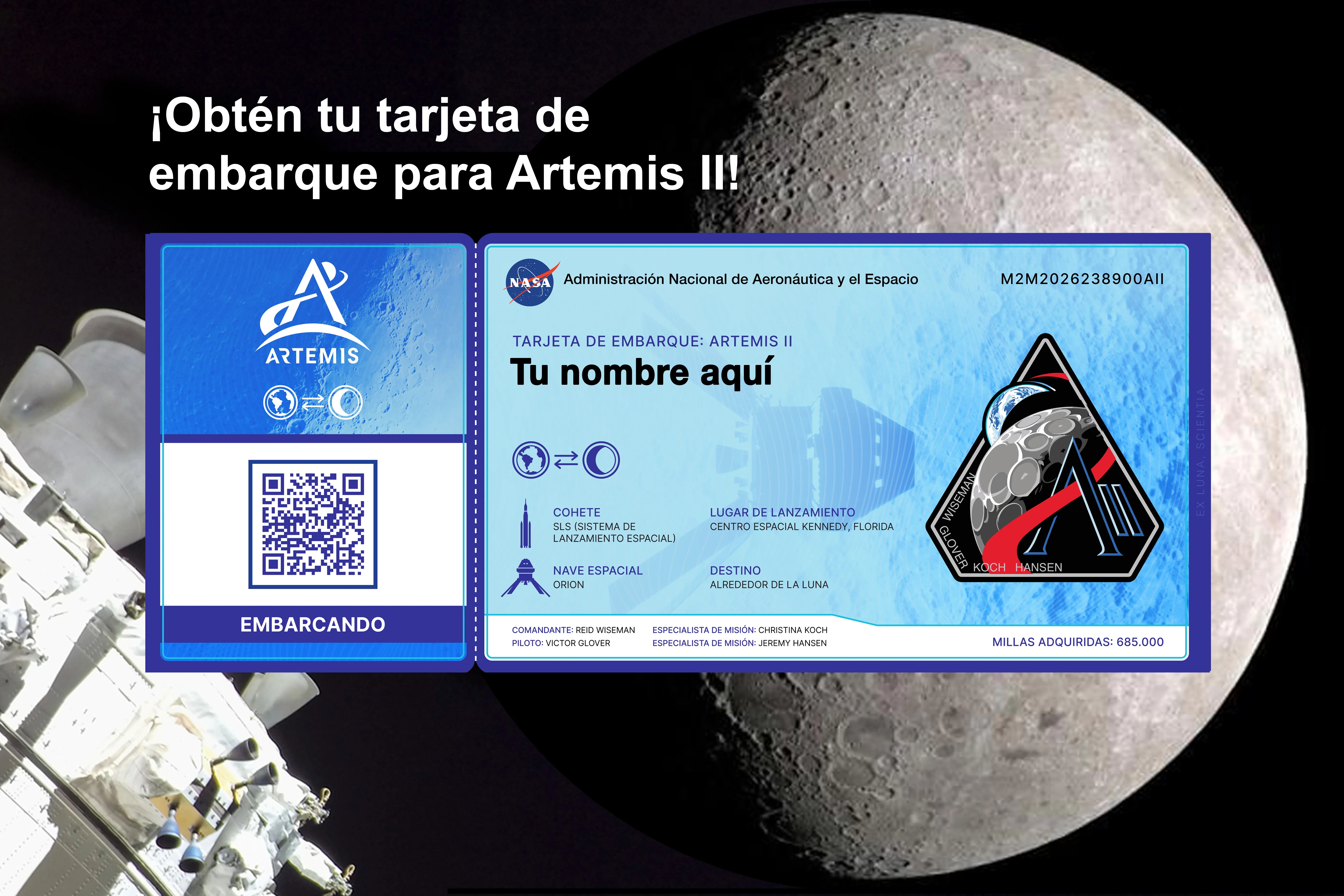 🚀 Tu nombre rumbo a la Luna: sé parte de Artemis II en 2026 🌕✨